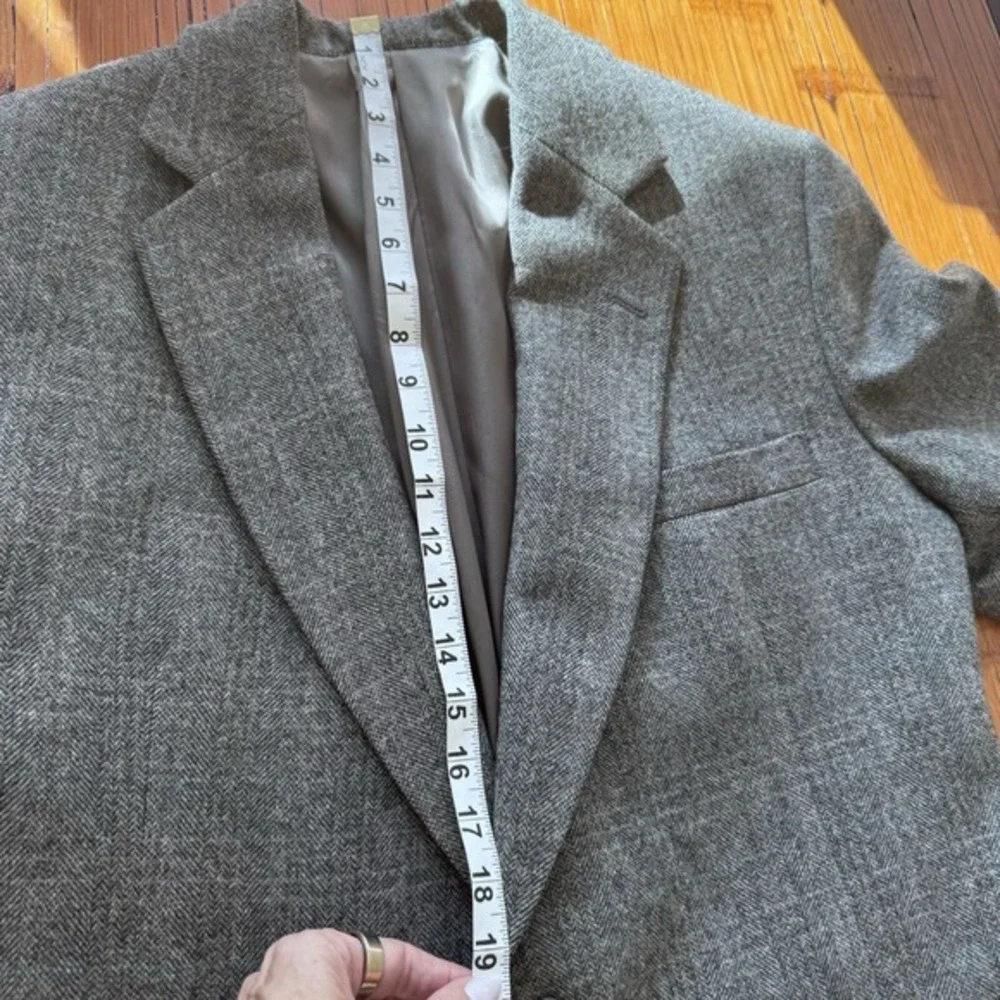 Strathmore Chevron Wool Sport Coat Gray Jacket‎ Blazer Men's 46 R Vintage